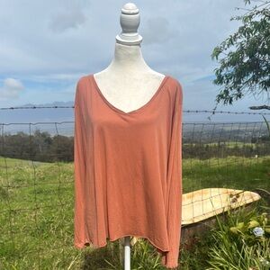 Acacia Swimwear Basic Brown Long Sleeve Tee Elbow Patch Small